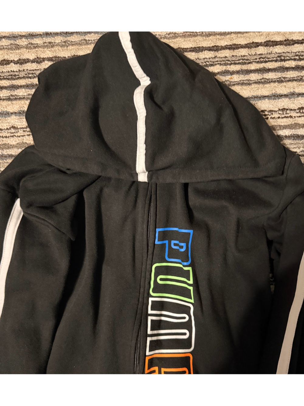 Puma Black Hoodie with Blue, Green & Orange Logo